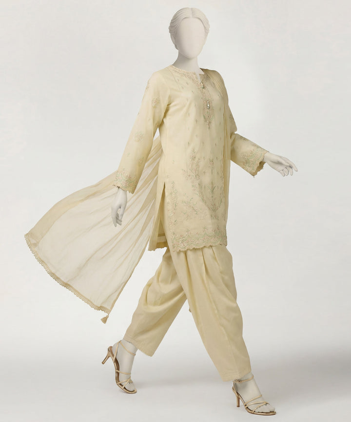 Lawn Yellow Stitched Suit - J. Junaid Jamshed