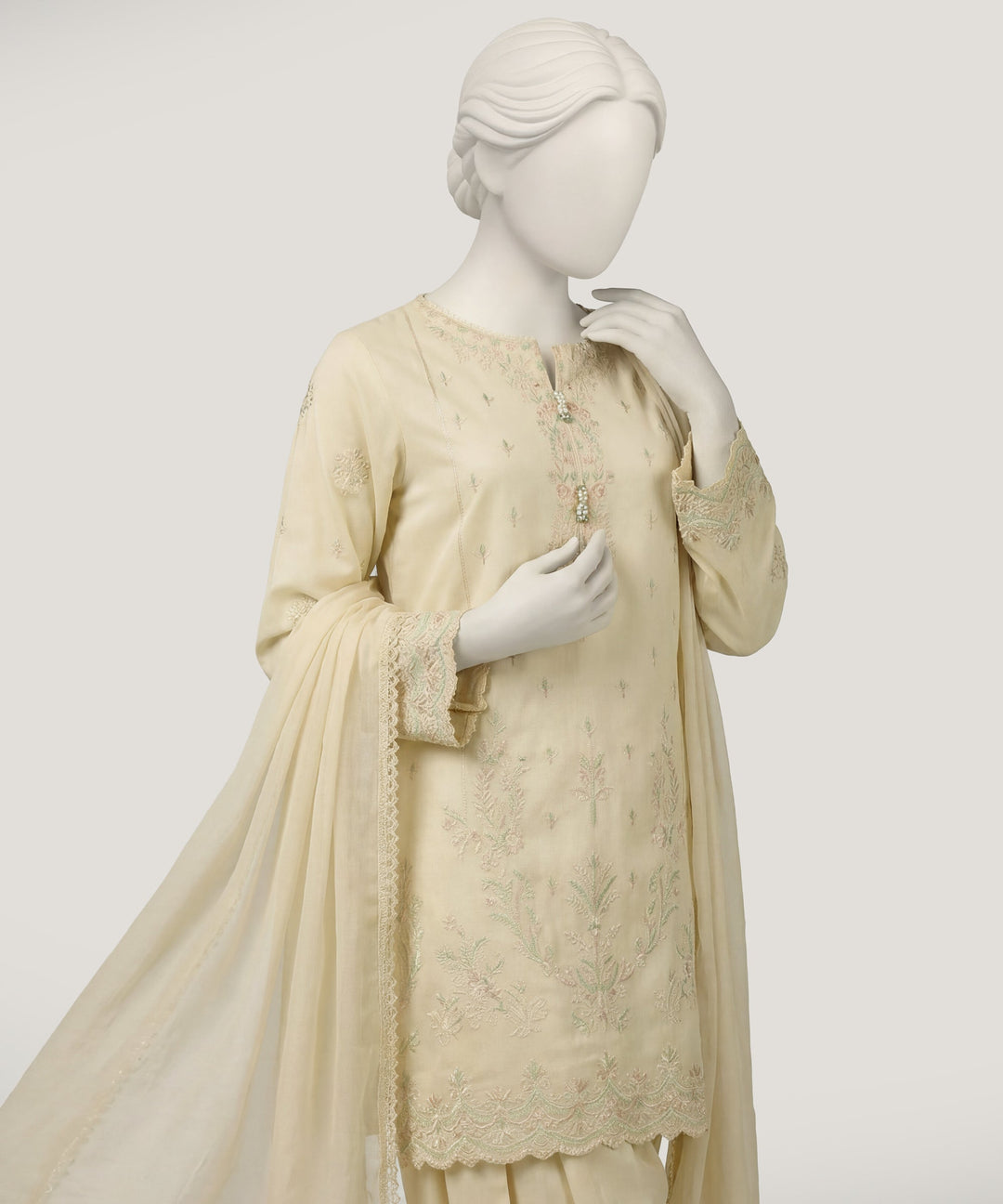 Lawn Yellow Stitched Suit - J. Junaid Jamshed