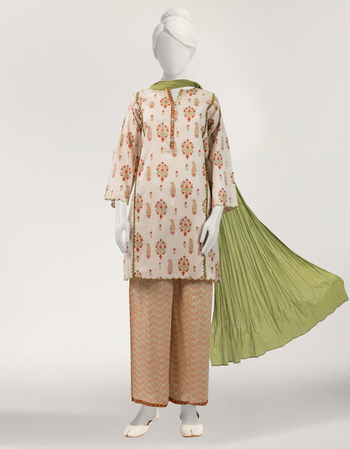 Lawn Beige Stitched Suit - J. Junaid Jamshed