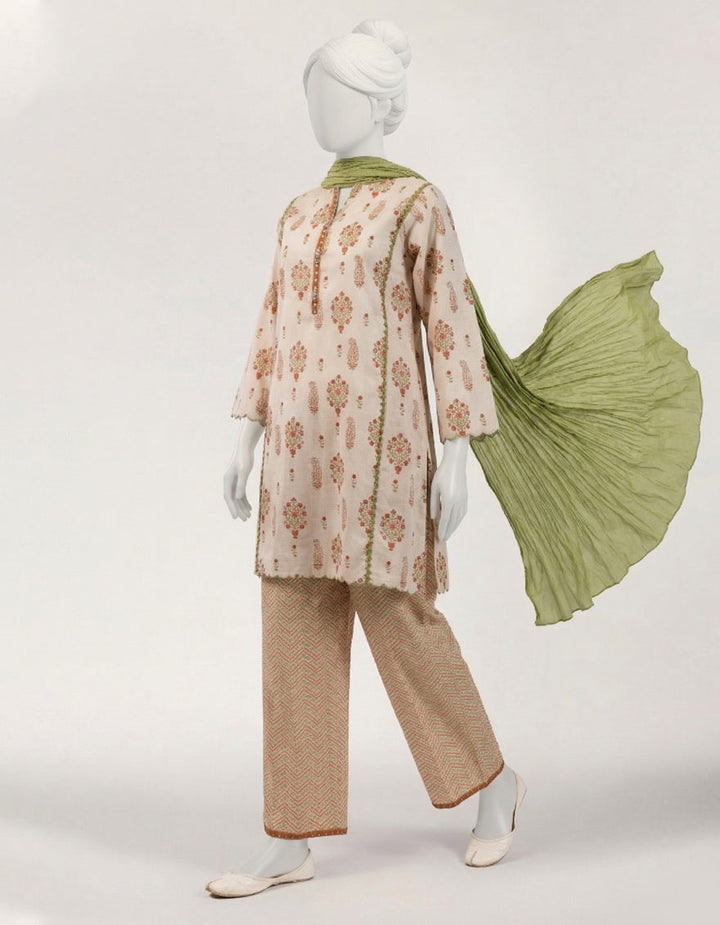 Lawn Beige Stitched Suit - J. Junaid Jamshed