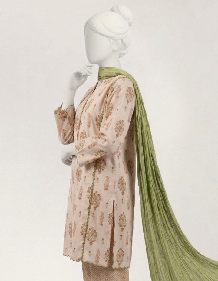 Lawn Beige Stitched Suit - J. Junaid Jamshed