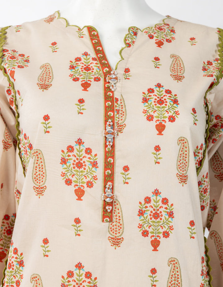 Lawn Beige Stitched Suit - J. Junaid Jamshed