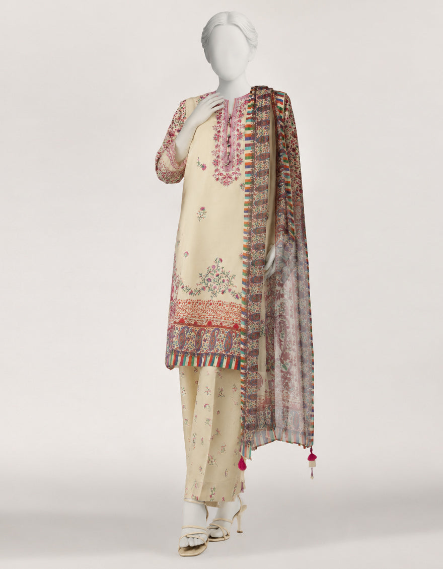 Cotton Viscose Green Stitched Suit - J. Junaid Jamshed