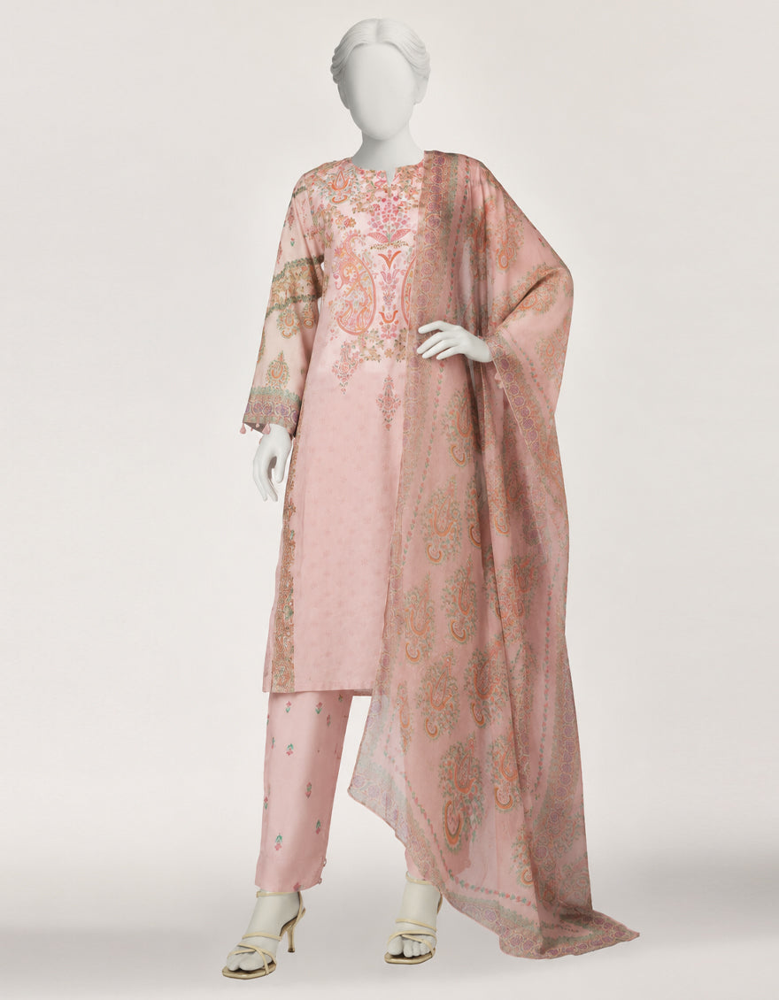 Cotton Viscose Light Pink Stitched Suit - J. Junaid Jamshed