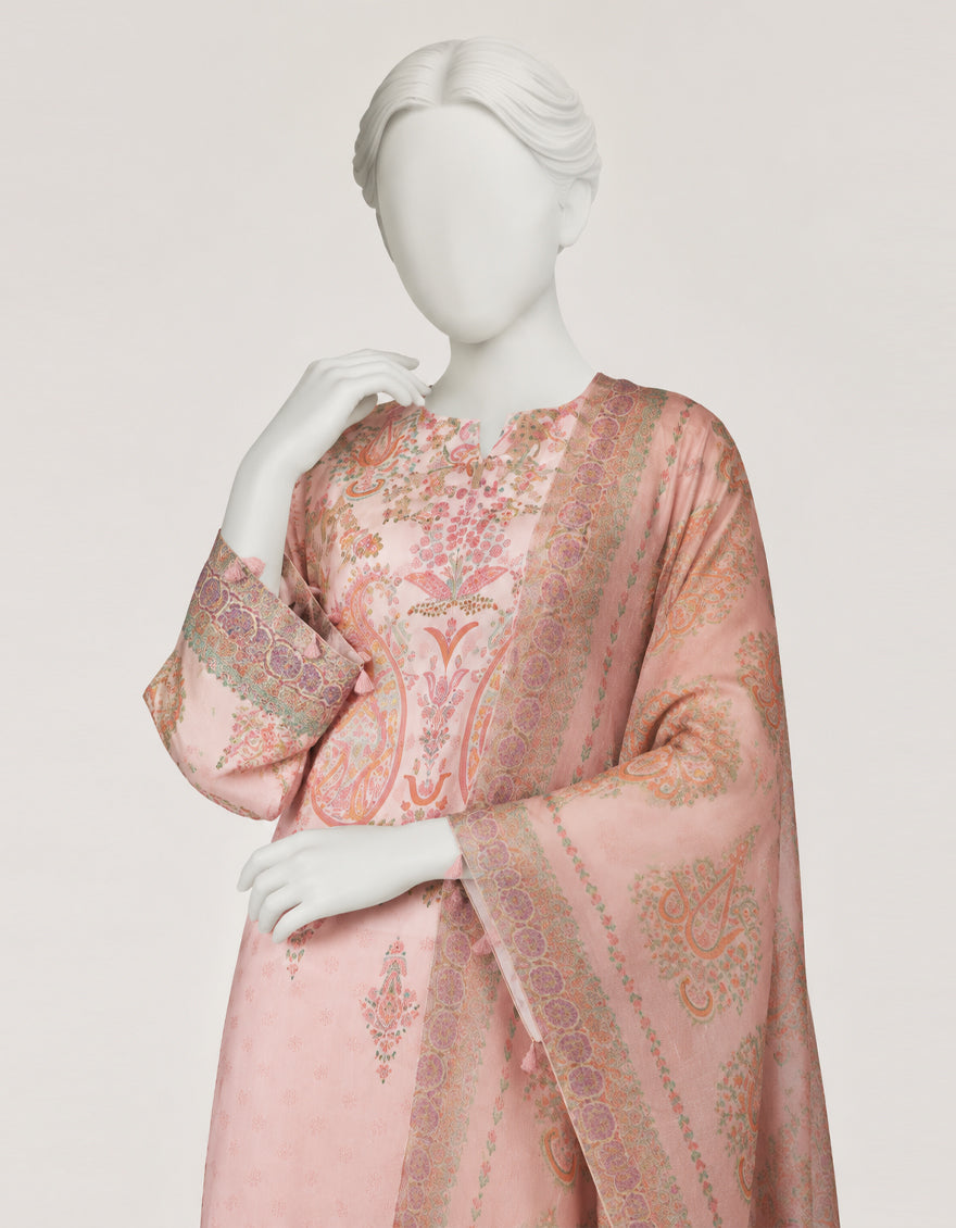 Cotton Viscose Light Pink Stitched Suit - J. Junaid Jamshed