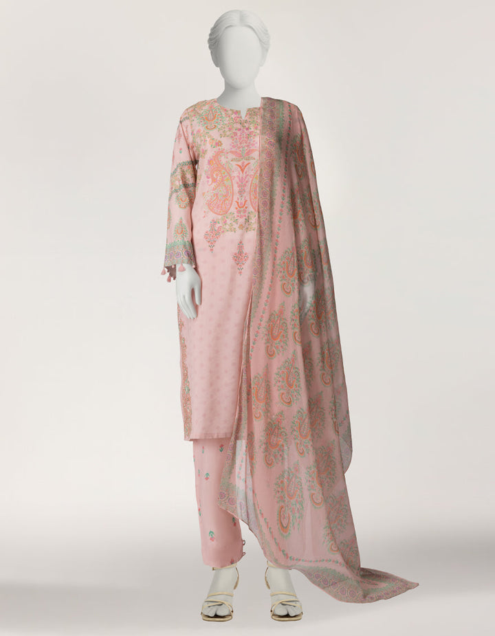 Cotton Viscose Light Pink Stitched Suit - J. Junaid Jamshed