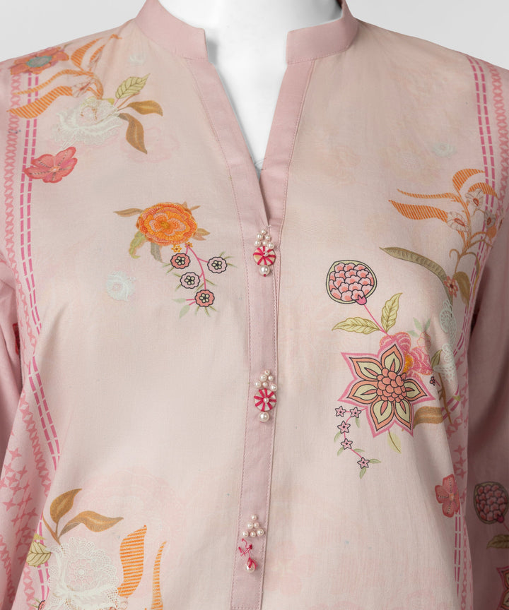 Cambric Pink Stitched Suit - J. Junaid Jamshed