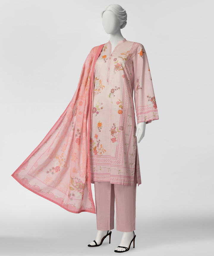 Cambric Pink Stitched Suit - J. Junaid Jamshed