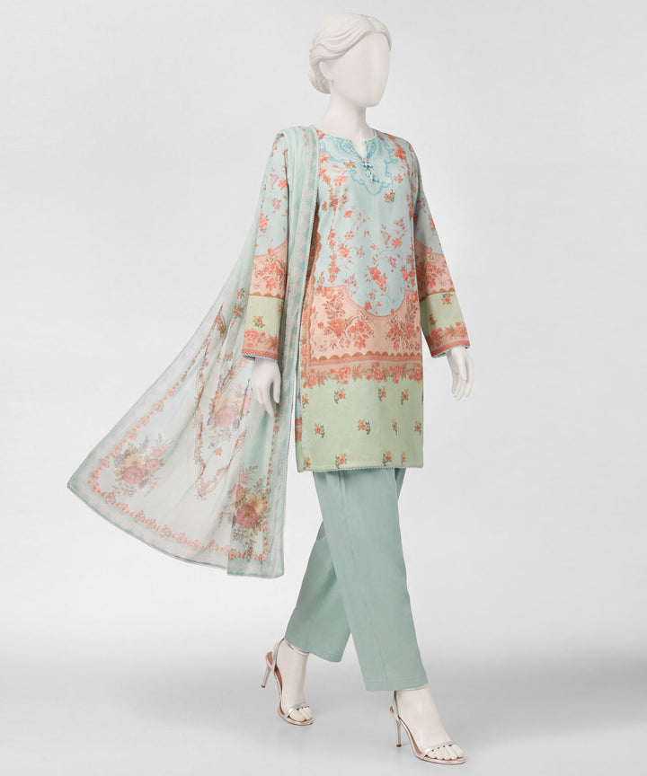 Dooriya Sea Green Stitched Suit - J. Junaid Jamshed