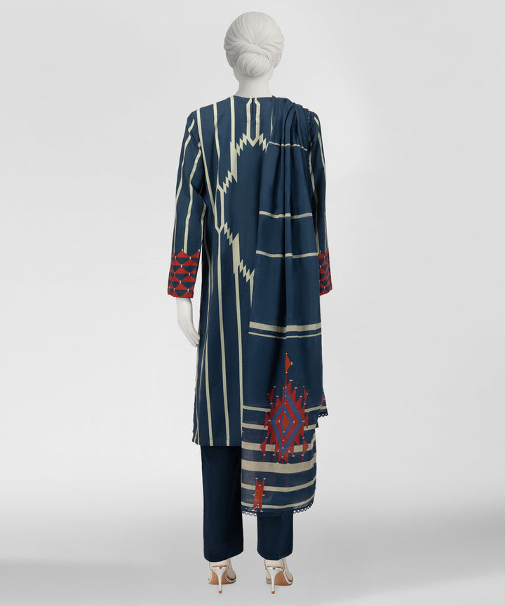 Cambric Blue Stitched Suit - J. Junaid Jamshed