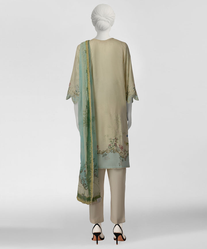 Cotton Viscose Cream Stitched Suit - J. Junaid Jamshed
