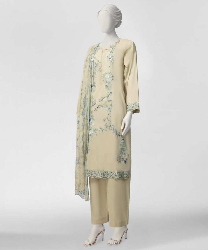 Liminal Sea Green Stitched Suit - J. Junaid Jamshed