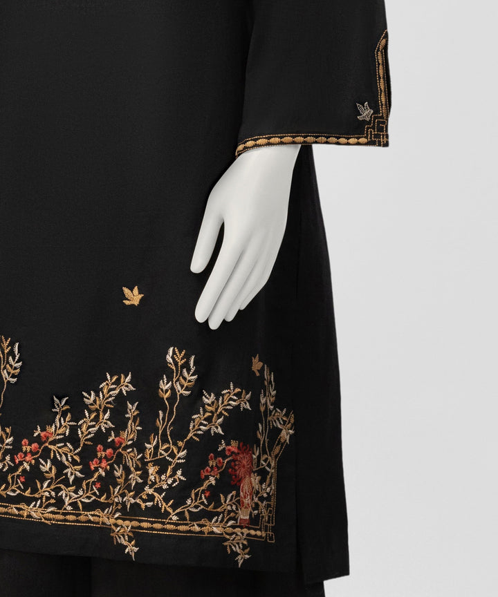 Liminal Black Stitched Suit - J. Junaid Jamshed