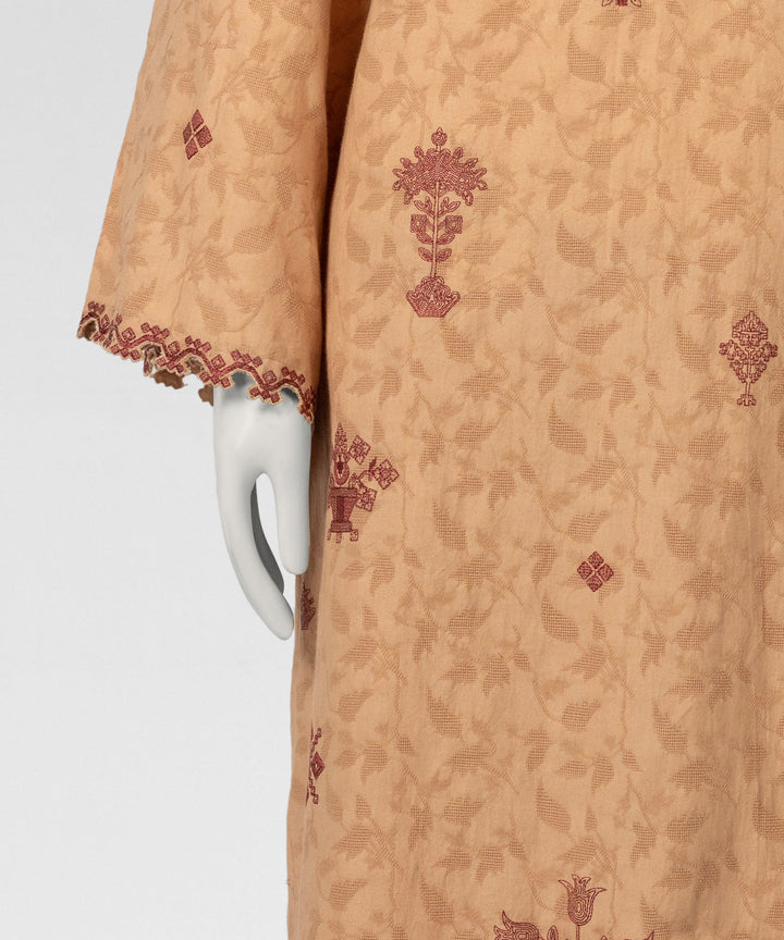 Jacquard Coffee Stitched Suit - J. Junaid Jamshed