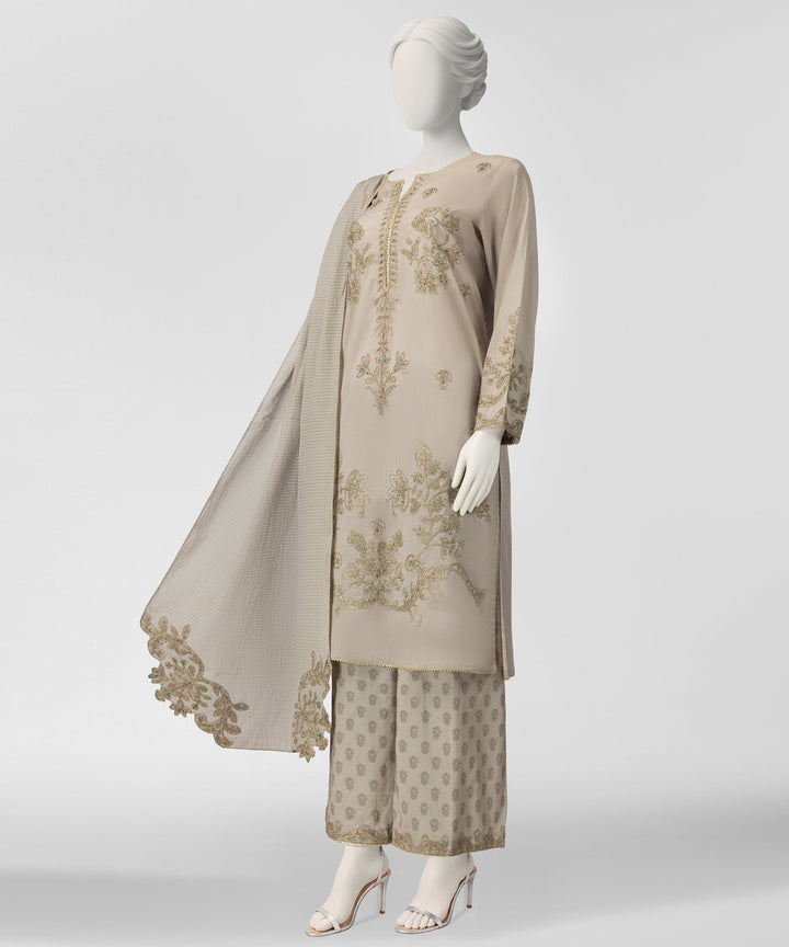 Liminal Ash Grey Stitched Suit - J. Junaid Jamshed