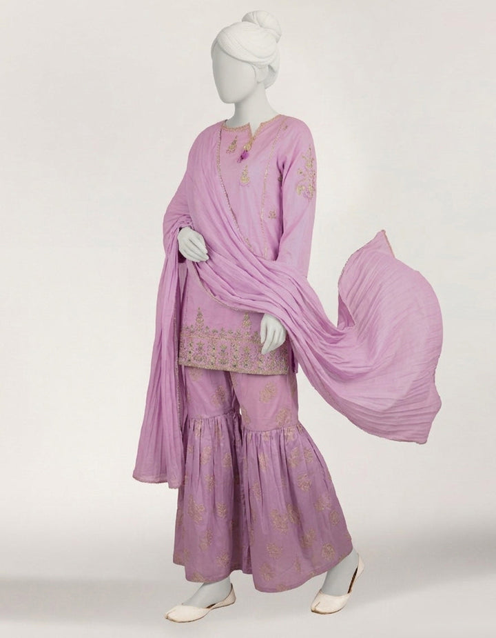 Lawn Silk Lilac Stitched Suit - J. Junaid Jamshed