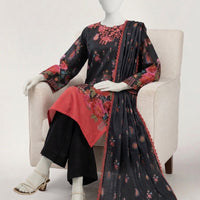 Lawn Black Stitched Suit - J. Junaid Jamshed