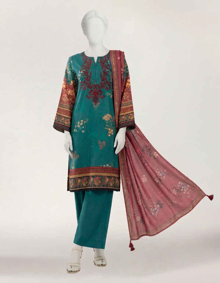 Lawn Green Stitched Suit - J. Junaid Jamshed
