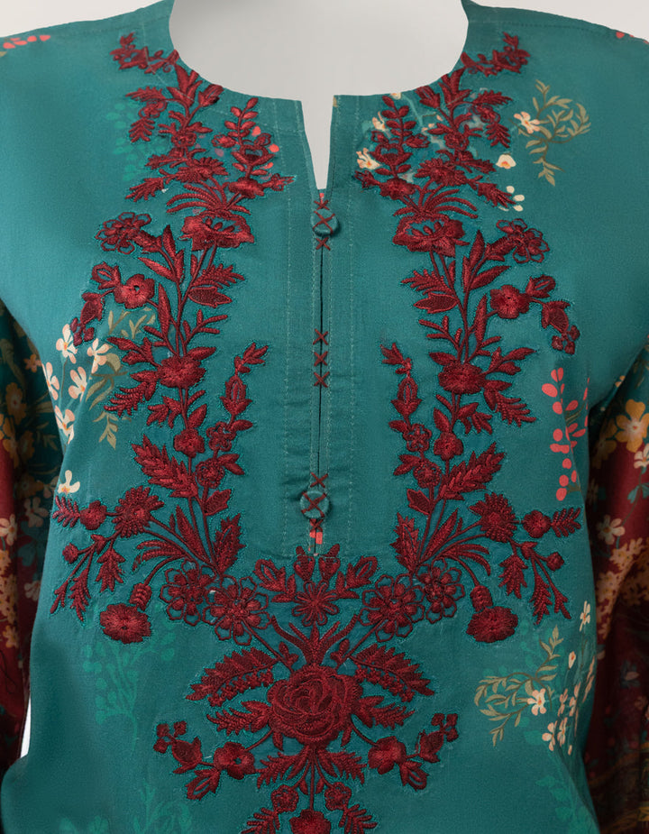 Lawn Green Stitched Suit - J. Junaid Jamshed