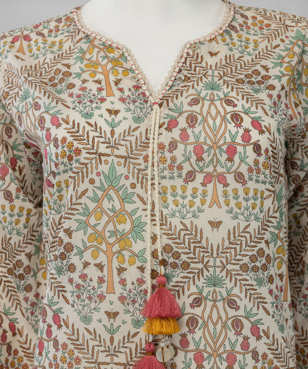 Lawn Cream Unstitched Suit - J. Junaid Jamshed