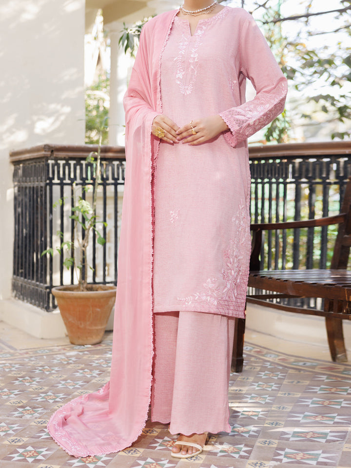 Yarn Dyed Pink Stitched Suit - Almirah