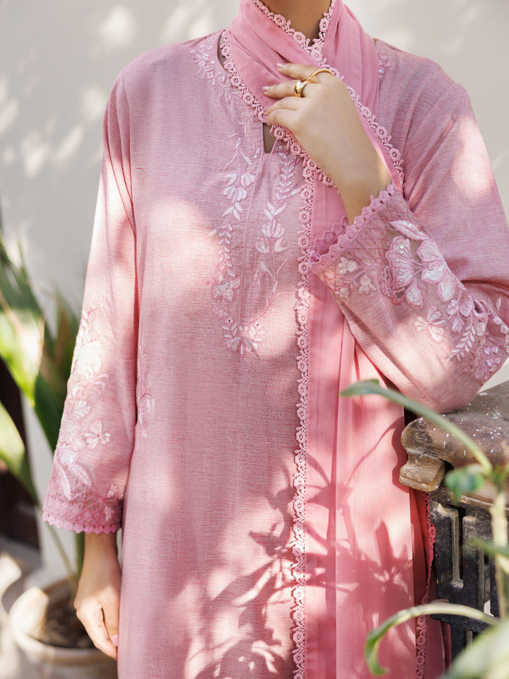 Yarn Dyed Pink Stitched Suit - Almirah