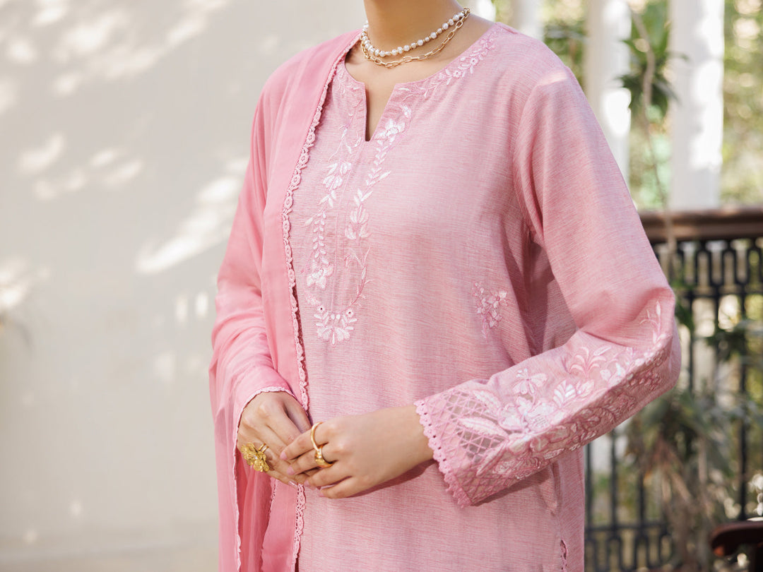 Yarn Dyed Pink Stitched Suit - Almirah