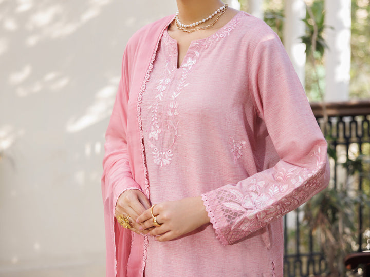 Yarn Dyed Pink Stitched Suit - Almirah