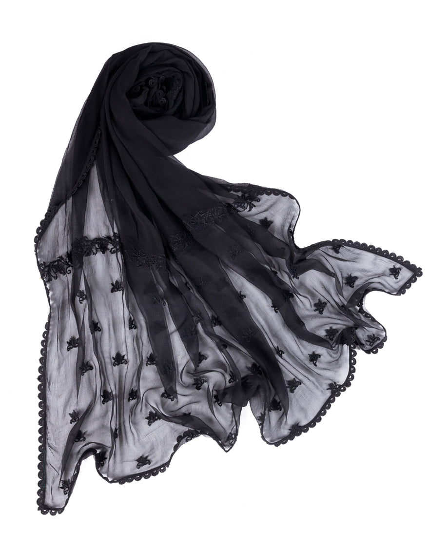 Impure Chiffon Black Dupatta - J. Junaid Jamshed