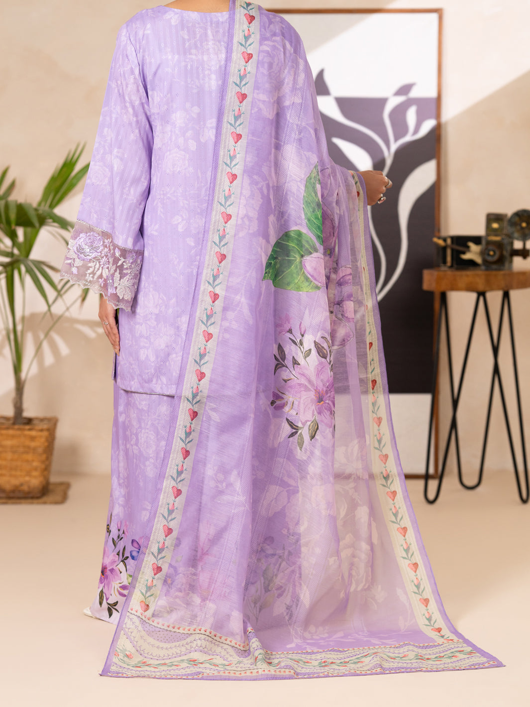 Swiss Jacquard Lilac Stitched Suit - Almirah