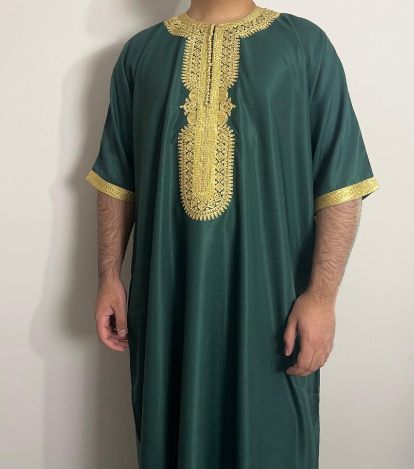 Othman Moroccan Green & Gold Thobe - Jiah