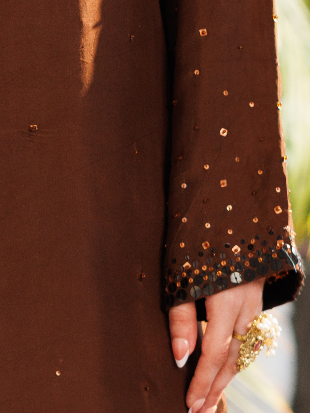 Silk Brown Stitched Suit - Almirah
