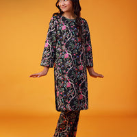 Cambric Black Stitched Suit - Asim Jofa