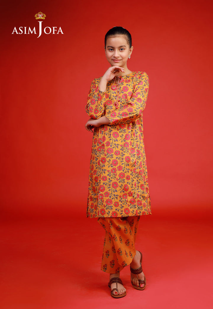 Cambric Orange Stitched Suit - Asim Jofa
