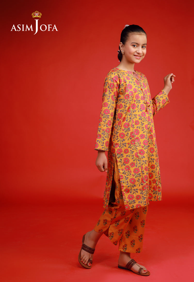 Cambric Orange Stitched Suit - Asim Jofa