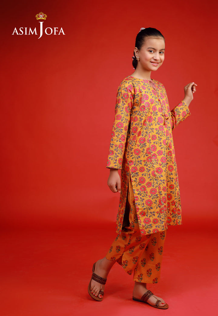 Cambric Orange Stitched Suit - Asim Jofa
