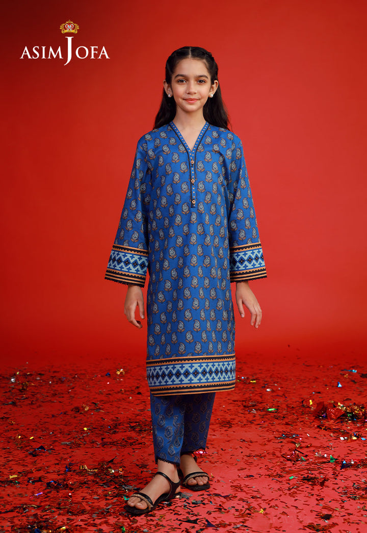 Cambric Blue Stitched Suit - Asim Jofa