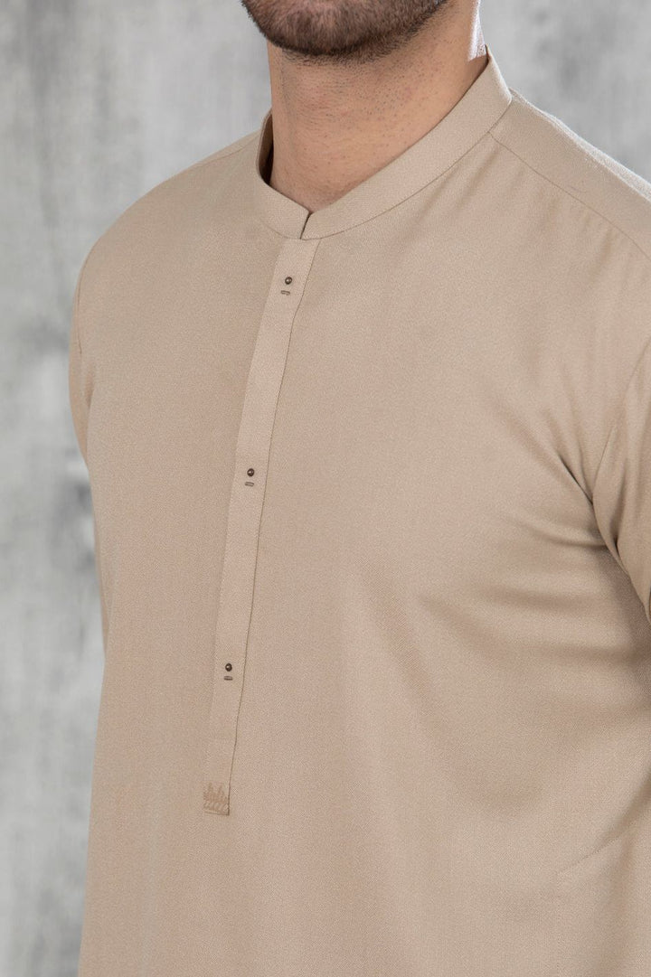 Polyester Viscose Beige Shalwar Kameez - Almirah