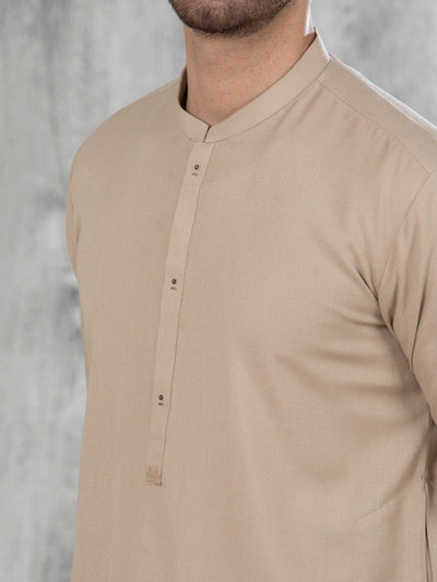 Polyester Viscose Beige Shalwar Kameez - Almirah