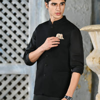 Suiting Black Waist Coat - J. Junaid Jamshed