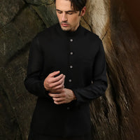 Blended Black Waist Coat - J. Junaid Jamshed