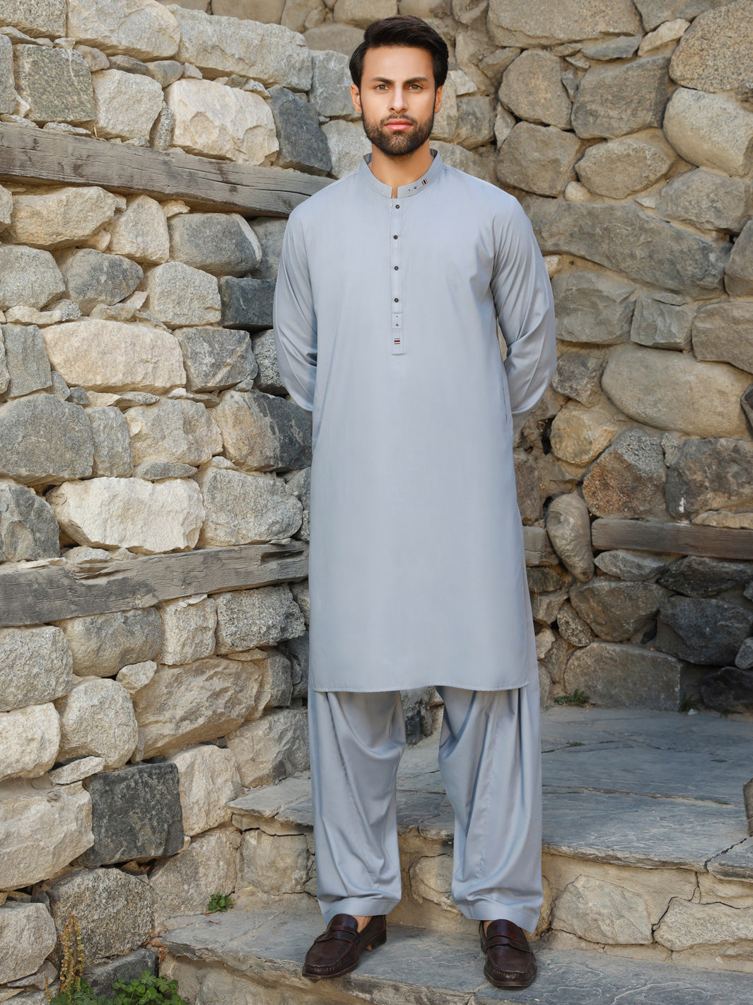 Polyester Viscose Light Blue Shalwar Kameez - Almirah