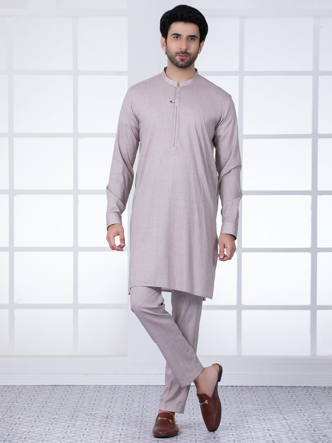 Polyester Light Brown Shalwar Kameez - Almirah