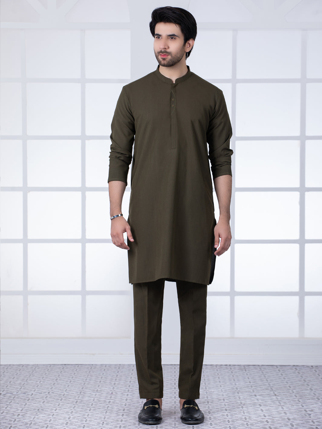 Polyester Dark Green Shalwar Kameez - Almirah