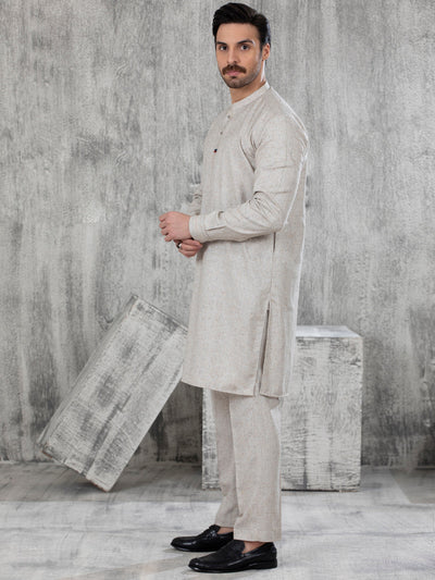 Polyester Beige Shalwar Kameez - Almirah