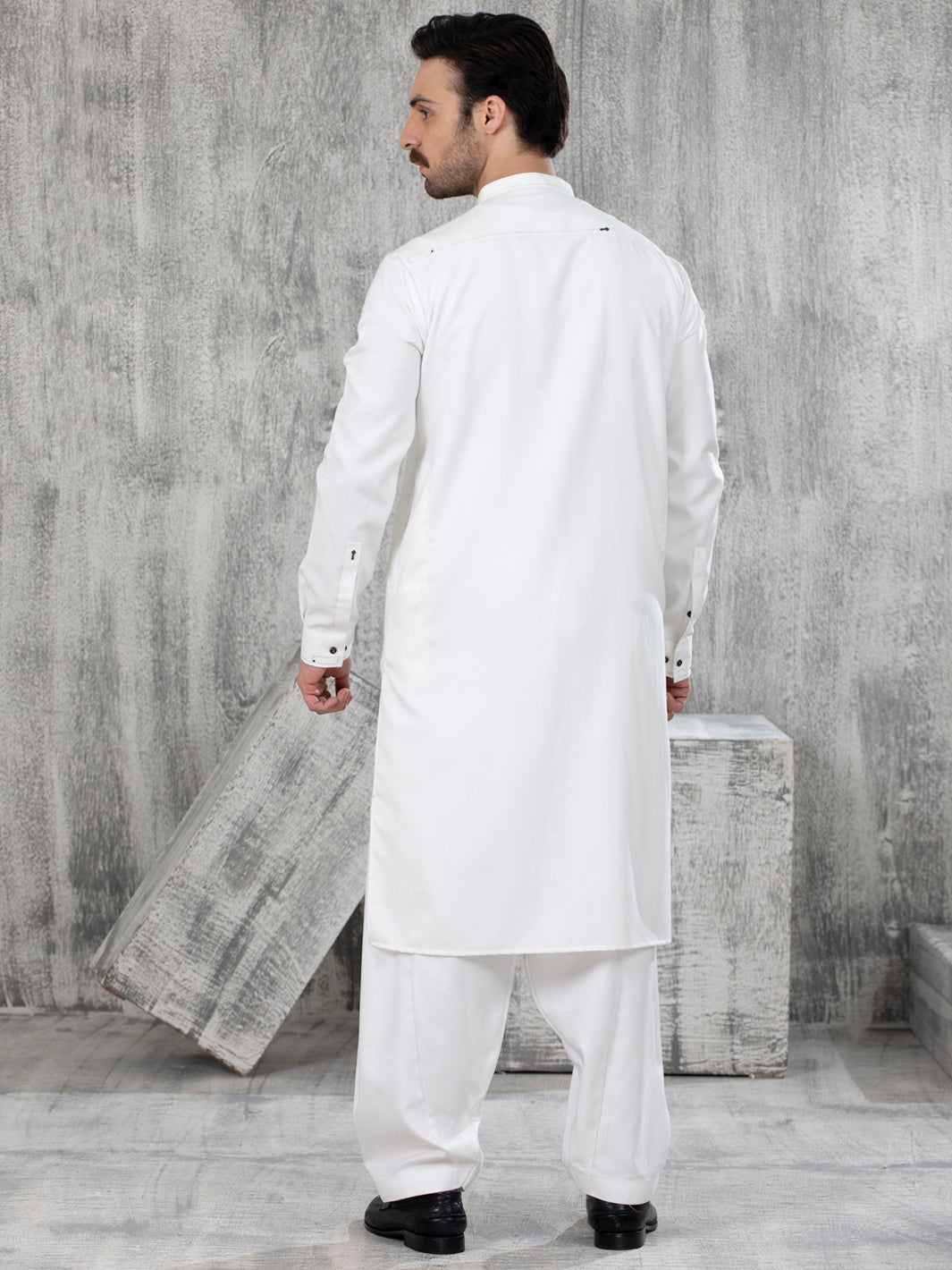 Polyester Viscose Off White Shalwar Kameez - Almirah