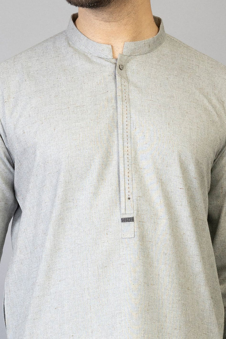 Polyester Viscose Grey Shalwar Kameez - Almirah