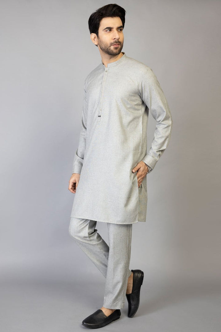 Polyester Viscose Grey Shalwar Kameez - Almirah