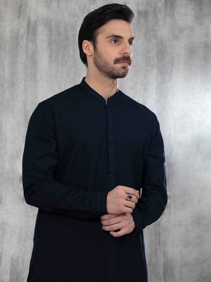 Dobby Purple Stitched Suit - Almirah