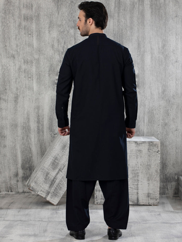 Dobby Purple Stitched Suit - Almirah